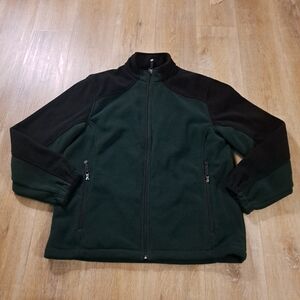 G.H. Bass & Co. Dark Green Black Full-Zip Outdoor Fleece Jacket Men's Size Large